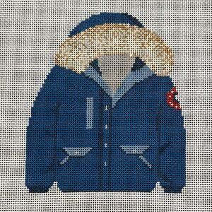 Canada Good Down Jacket Handpainted Blue Needlepoint Canvas Audrey Wu 18 mesh